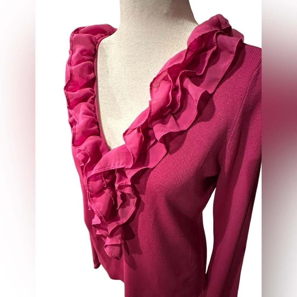 Oscar de la Renta ruffle tops size L - Picture 4 of 10
